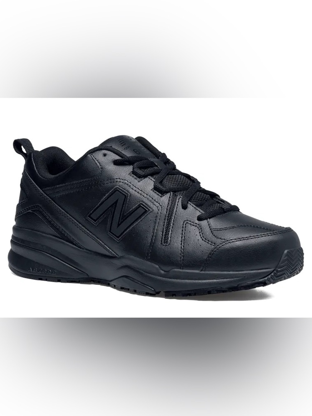 New Balance 608 v5 Women’s Black Leather Lace-Up Sneaker